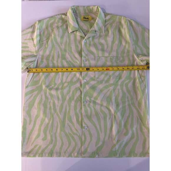 Duvin Mens Lime Green Zebra Print Short Sleeve Button-Up Shirt XL - Picture 4 of 7